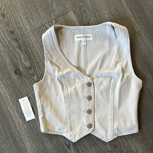 Aritzia Denim Forum Cream Sleeveless Bustier Tank Top